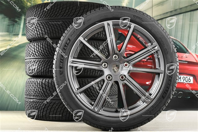 20" Panamera Turbo Winterräder Satz, Felgen 9,5J x 20 ET71 + 10,5J x 20 ET71 + NEUE Michelin Pilot Alpin 5 Winterreifen 275/40 R20 + 315/35 R20, Adamantium