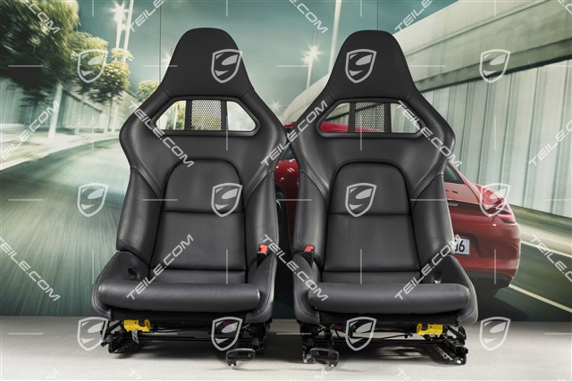 Bucket seats, collapsible, heating, leather, black, L+R