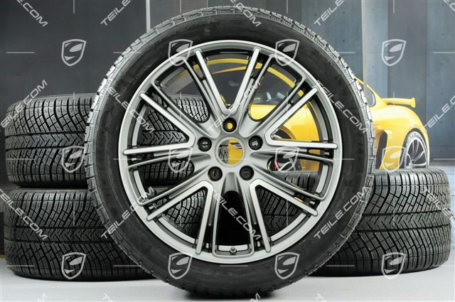 20" Koła zimowe, komplet "Exclusive Design", felgi 9,5 J x 20 ET71 + 10,5 J x 20 ET71 + NOWE opony zimowe Michelin Pilot Alpin 4 275/40 R20 + 315/35 R20, srebrna platyna
