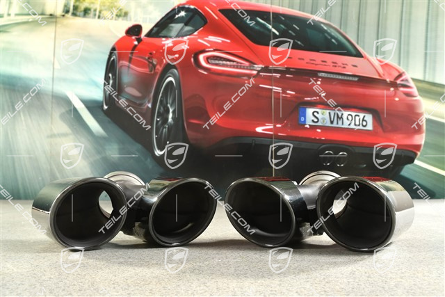 Double tailpipes set chrome plated stainless steel in black high gloss
