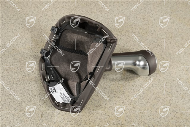 Shift lever / gearshift knob, Cocoa, Leather / aluminium, 6-speed manual transmission