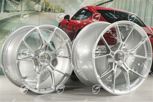 20"+21" GT3 Felgen Satz, 9,5J x 20 ET46 + 12J x 21 ET45, in Brilliant Silber