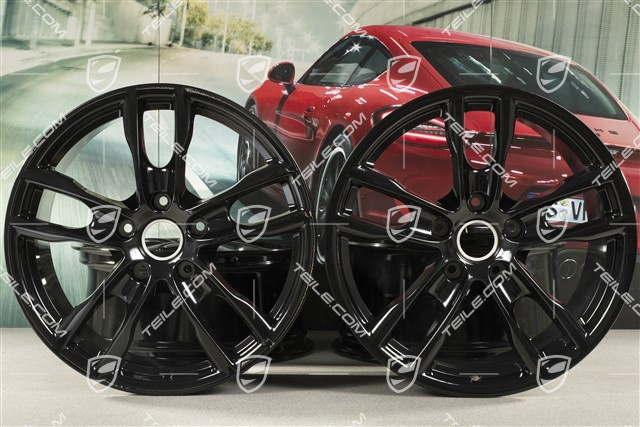 19" Boxster S III Felgensatz, 8J x 19 x ET 57 + 9,5J x 19 x ET 45, Schwarz Hochglanz