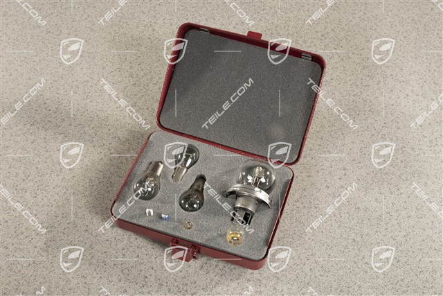 Porsche Classic zapasowe żarówki +  stalowa skrzynka, 12V do Porsche 356 C