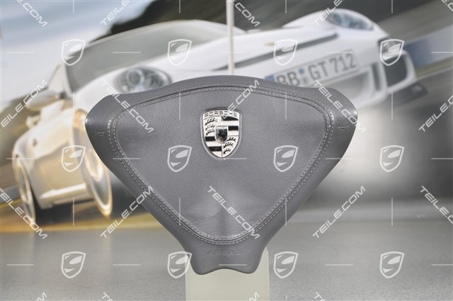 Airbag, 3-ramienny, skóra, popielaty "space", ze srebrnym herbem Airbag, 3-ramienny, skóra, popielaty "space", ze srebrnym herbem