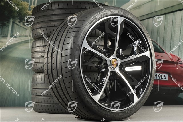 21" Cross Turismo design summer wheel set, rims 9.5J x 21 ET60 + 11.5J x 21 ET66 + NEW Goodyear summer tyres 265/35 R21 + 305/30 R21, black high gloss