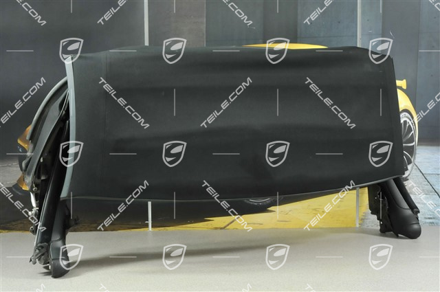 Convertible top, complete, glass window, black, little damage convertible top covering
