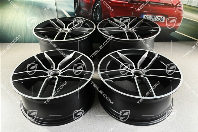 20"+21" Carrera Exclusive Design wheel rim set, rims 8.5J x 20 ET50 + 11.5J x 21 ET79, black satin matt