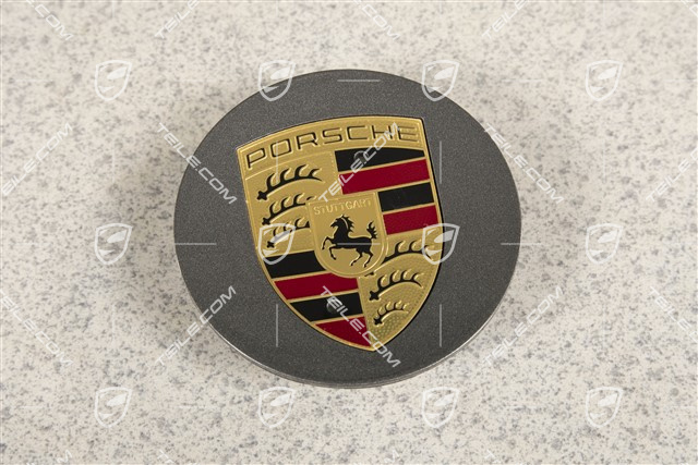 Hub cap, concave, crest coloured, titanium dark OC6