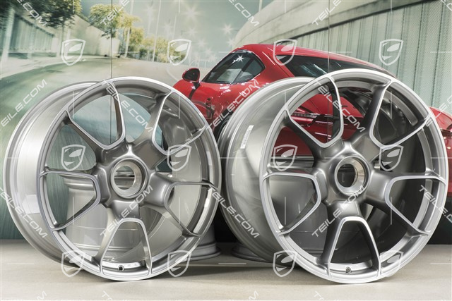 20-inch + 21-inch Turbo S Exclusive Design wheel rim set, 9,5J x 20 ET44 + 12J x 21 ET70, Platin Silver