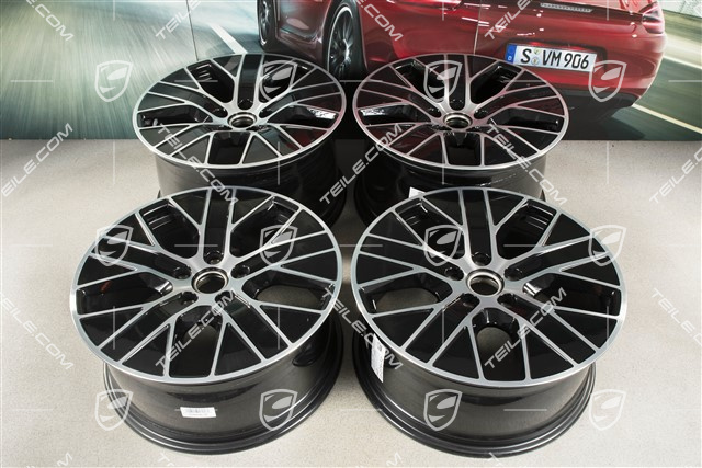20" komplet felg Turbo Aero, 9J x 20 ET54 + 11J x 20 ET60, czarny wysoki połysk + frezowana powierzchnia