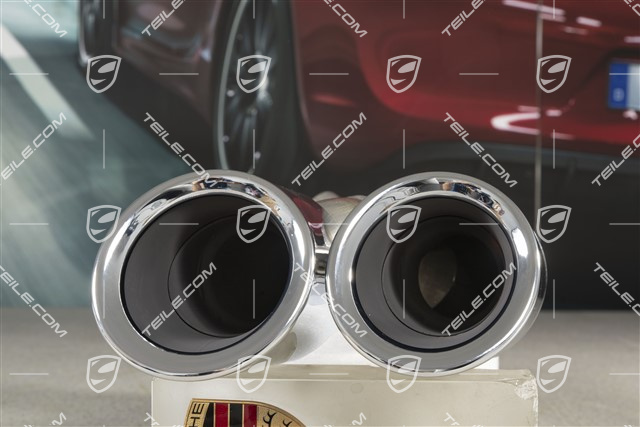 Sports Tailpipe of polished stainless steel, 4-pipe look, L