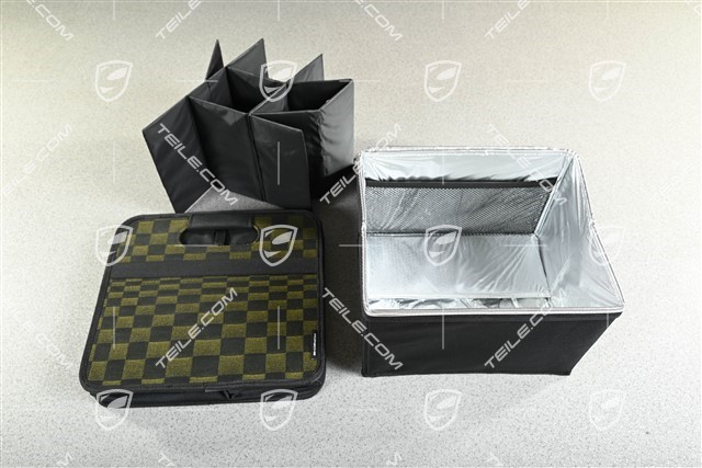 Faltbare Kofferraumbox / Kofferraumtasche Pascha Schwarz / Olive Neo inkl. Flascheneinsatz + Kühltascheneinsatz