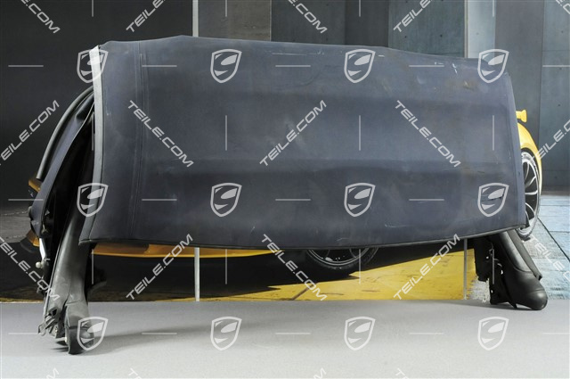 Convertible top, complete, blue, damage convertible top covering Convertible top, complete, blue, damage convertible top covering