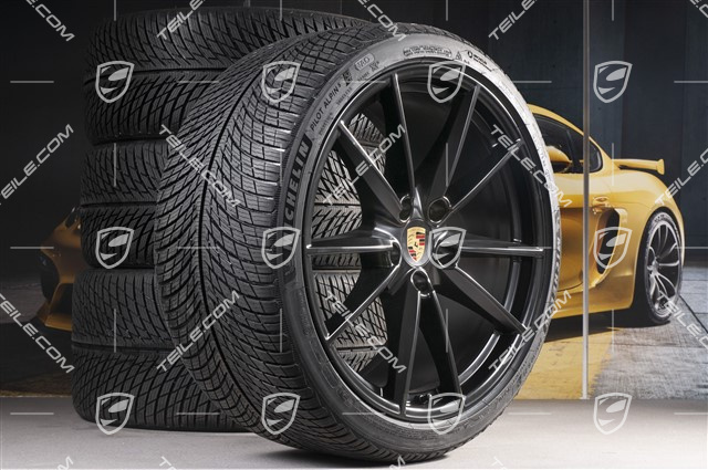20/21-inch Carrera S winter wheel set, wheel rims 8,5J x 20 ET53 + 11J x 21 ET66 + Michelin winter tyres 245/35 R20 + 295/30 R21,  in black satin-mat