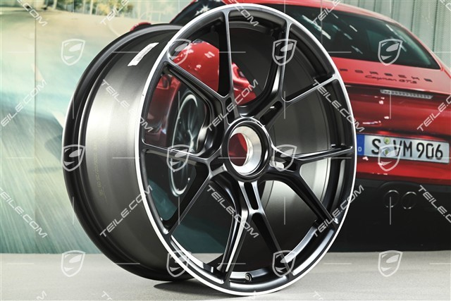 20-inch GT3 rim, 9.5J x 20 ET46, black satin matt + rim borders painted in white