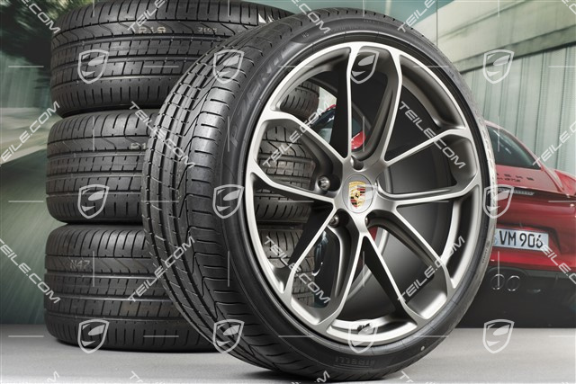 22" Cayenne Coupé GT Sommerräder Satz, Felgen 10J x 22 ET48 + 11,5J x 22 ET52 + Pirelli P Zero Sommerreifen 285/35 R22 + 315/30 R22, mit RDK-Sensoren