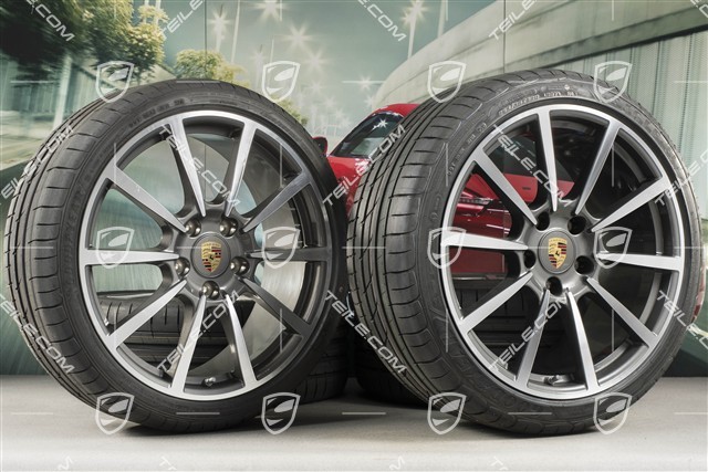 20-inch Carrera Classic summer wheels set, rims 8J x 20 ET57 + 10J x 20 ET45 + NEW GoodYear summer tires 235/35 ZR20 + 265/35 ZR20, with TPMS