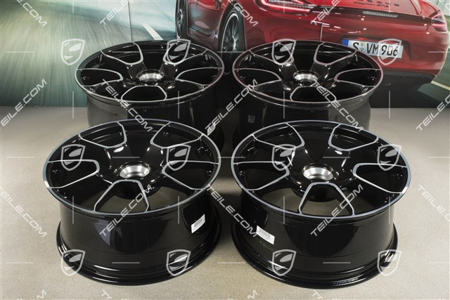 20"+21" komplet felg Turbo S Exclusive Design, 9,5J x 20 ET44 + 12J x 21 ET70, czarny wysoki połysk