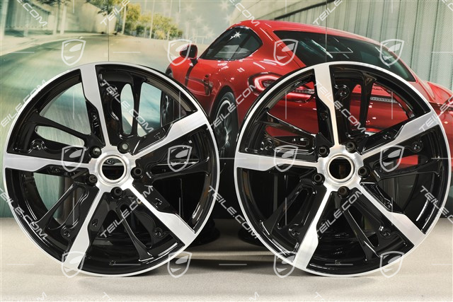 21" Felgensatz Taycan Exclusive Design, 9,5J x 21 ET60 + 11,5J x 21 ET66, Carbon Version (Carbon Aeroblades gehören nicht zum Lieferumfang), schwarz hochglanz