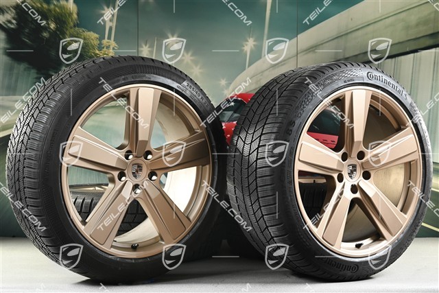 22" Winterräder Cayenne Exclusive Design Sport, Felgen 10J x 22 ET48 +11,5J x 22 ET52 + Continental Winterreifen 285/40 R22 + 315/35 R22, neodyme, ca. 50km, DOT/Bj. 2024