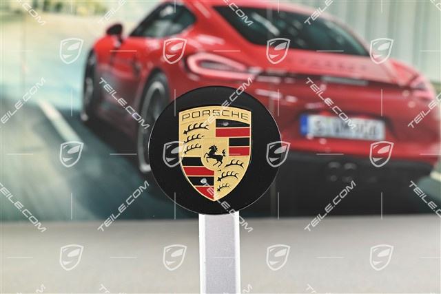 Center cap, concave, coloured crest, Jet Black Metallic