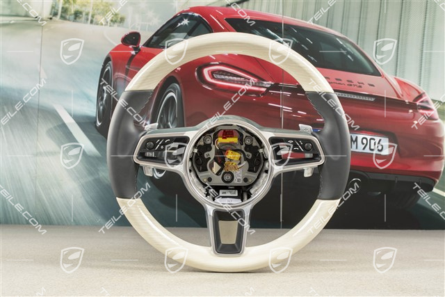 Multifunktionslenkrad, 3-Speichen, Beheizbar, Leder/Eiche weiss, Eiche weiss-gekalkt/Schwarz