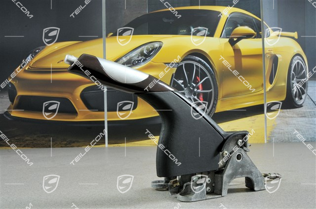 Handbremshebel, Alu / Wurzelholz dunkel, Leder Schwarz