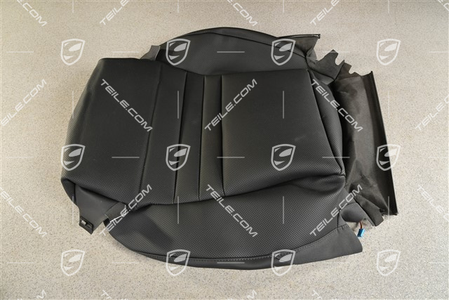 Front sports seat upholstery / cover lower part / cushion, Vented / heated seats, Leather, Black, R