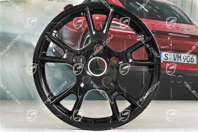 17" Komplet felg Boxster II, 6,5J x 17 ET55 + 8J x 17 ET40, czarny wysoki połysk