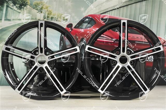 21" Wheel rim set Mission E Design, 9,5J x 21 ET60 + 11,5J x 21 ET66, black high gloss