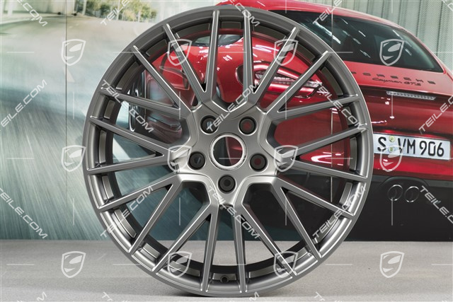 21" Komplet felg Cayenne RS Spyder, 11J x 21 ET49 + 9,5J x 21 ET46, do Cayenne Coupe, Platinum satynowy półmat