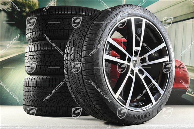 22-inch winter wheel set Sport Design, wheel rims 10J x 22 ET48 +11,5J x 22 ET61 + NEW Continental winter tyres 285/40 R22 + 315/35 R22, black high gloss