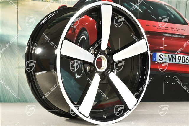 20+21-inch wheel rim set Carrera Exclusive, rims: front 9,5J x 20 ET44 + hinten 12J x 21 ET70, black high gloss