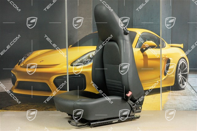 Seat, manual adjustable, heating, leather, Black, damaged, R
