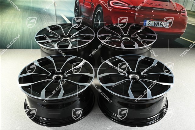 20-inch Turbo Aero Design wheel rim set, 9J x 20 ET54 + 11J x 20 ET60, black high gloss + glossy Surface