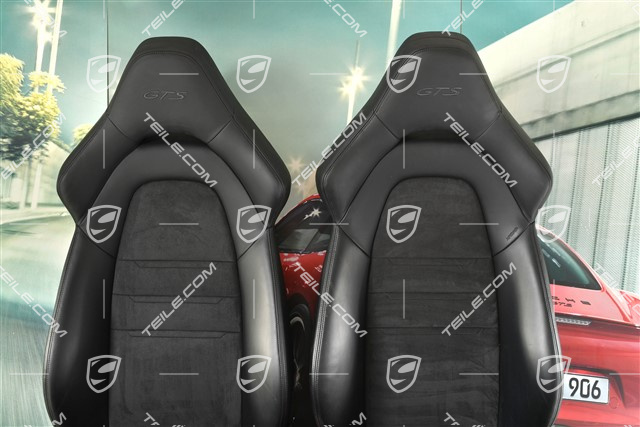 Fotele sportowe, elektryczna regulacja, GTS, skóra/alkantara, czarne, komplet  (L+R)