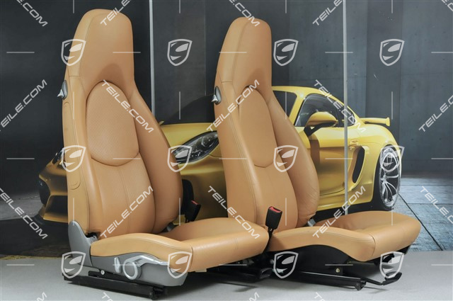 Fotele, regulowane manualnie, skóra, Beżowe, komplet (L+R)