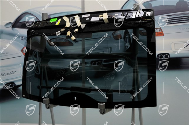 Heckscheibe, Dämmglas im Fond, metallbedampft, Antenne im Heckspoiler