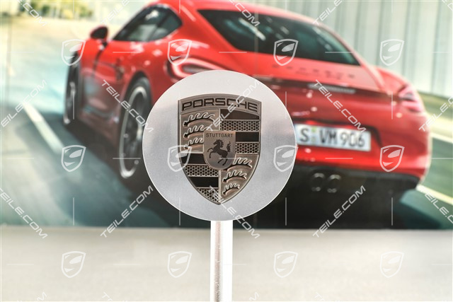 Hub cap, concave, emblem in Rhodium, polished