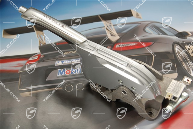 Handbremshebel Aluminium, schwarzes Leder