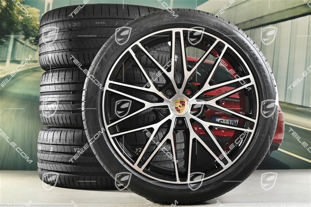 22" koła letnie Cayenne Coupé RS Spyder Design, komplet, felgi 10J x 22 ET48 + 11,5J x 22 ET52 + NOWE opony letnie Pirelli P Zero 285/40 R22 + 315/35 R22, z czujnikami ciśnienia