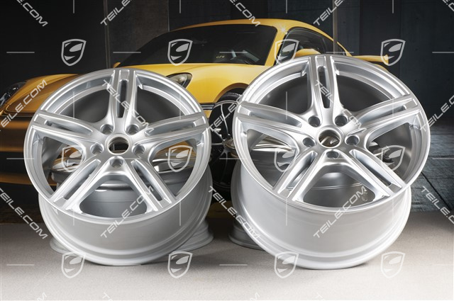 20" Komplet felg Panamera Turbo, 9,5J x 20 ET71 + 11,5J x 20 ET68, srebrny Brilliant chrome