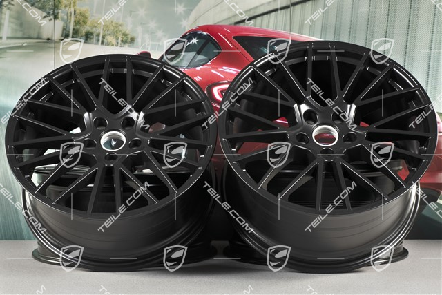 21-inch wheel rim set Cayenne RS Spyder, 11J x 21 ET49 + 9,5J x 21 ET46, for Cayenne Coupé, black satin matt