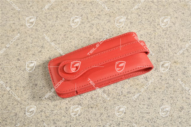 Pokrowiec na kluczyk, skóra, czerwony