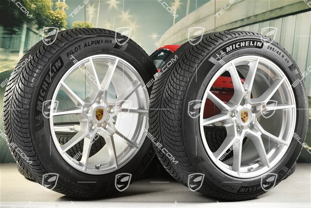 20" koła zimowe Cayenne S, komplet, felgi 9J x 20 ET50 + 10,5J x 20 ET64 + NOWE opony zimowe Michelin Pilot Alpin 5 SUV 255/55 R20 + 295/45 R20, z czujnikami ciśnienia