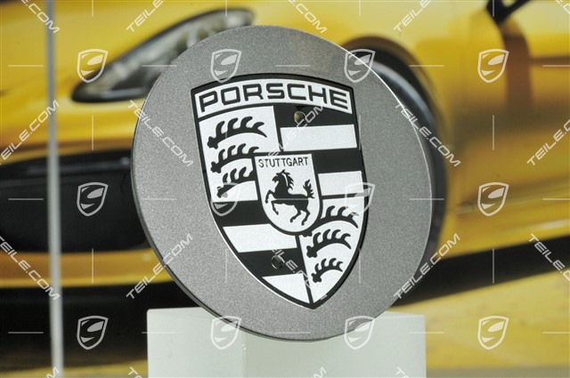 Dekielek koła, okrągły, wklęsły, do kół Turbo-II, herb czarno-srebrny