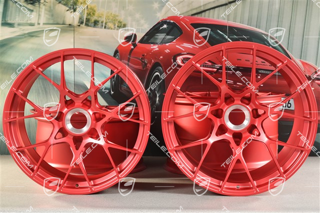 20"+21" GT3RS wheel rim set, alloy rims 10J x 20 ET45 + 13J x 21 ET31, Pyrored