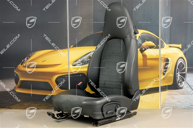 Fotel, regulowane manualnie, podgrzewane, skóropodobne/Alcantara, czarne, uszkodzony, L