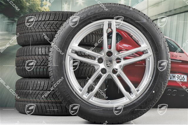 19" "Macan Turbo" koła zimowe komplet, felgi 8J x 19 ET21 + 9J x 19 ET21 + NOWE opony zimowe Pirelli 235/55 R19 + 255/50 R19 (0 km, DOT/rok prod. 2016), z czujnikami ciśnienia RDK